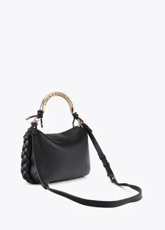 Cutwork crossbody bag with metal handle