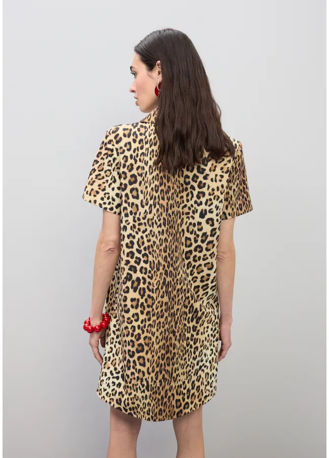 Short animal print shirt dress