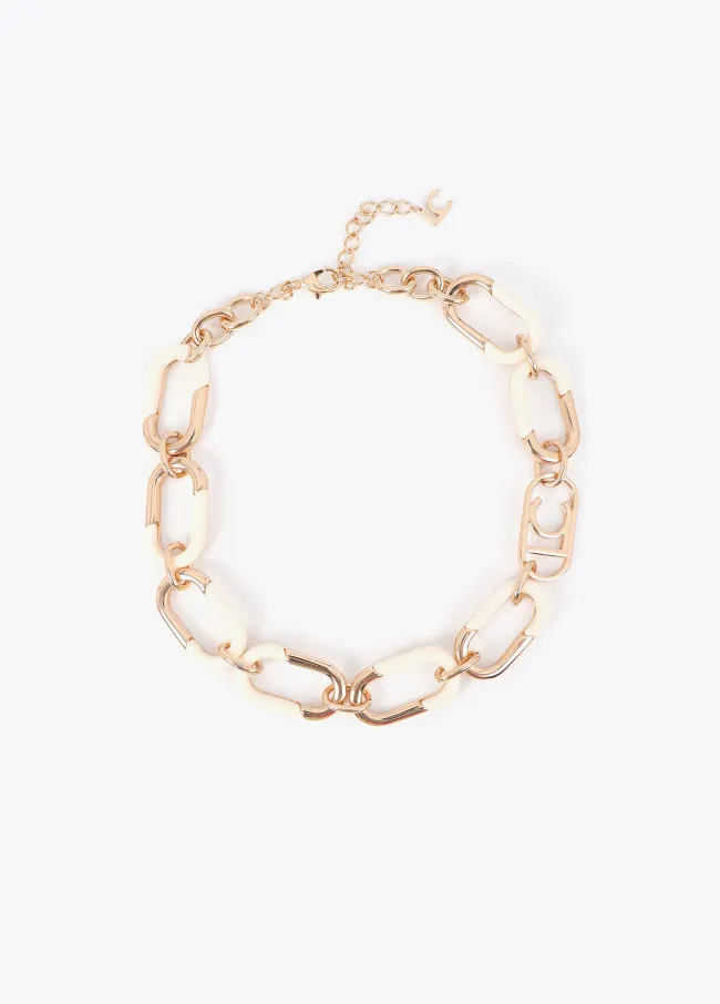 Collar cadena combinada dorado y acrílico