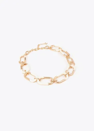 Contrast gold-toned and acrylic chain necklace