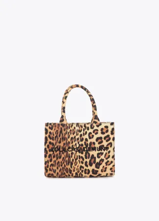 Mini shopper tejido leopardo