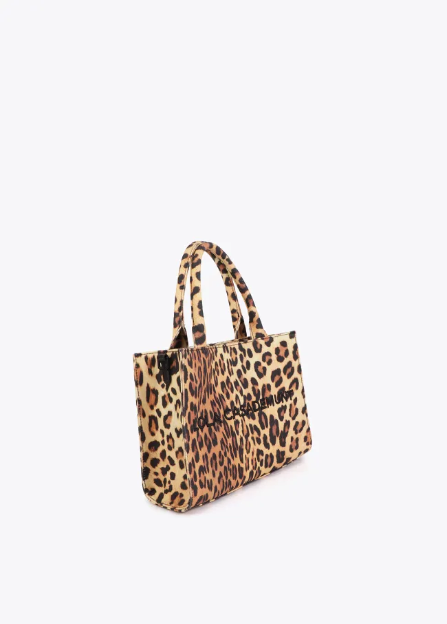 Mini shopper tejido leopardo