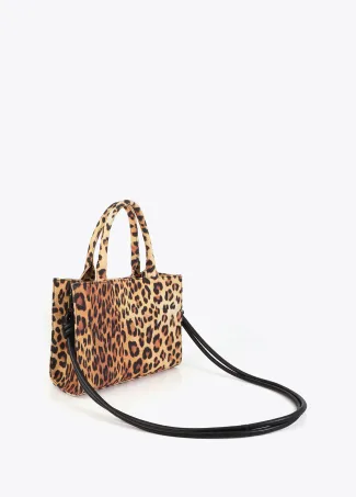 Mini shopper tejido leopardo