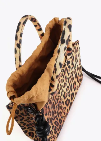 Mini shopper tejido leopardo