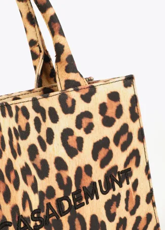Leopard fabric mini tote bag