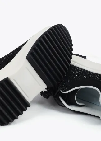 Trainers with transparent sole and rhinestone appliqués