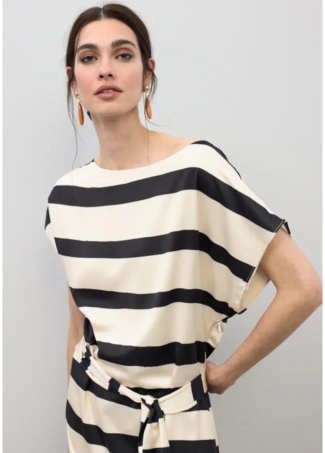 Vestido satinado rayas horizontales