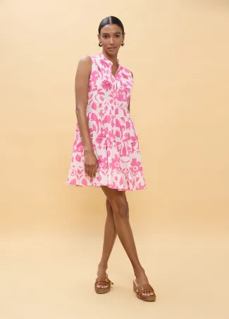 Short floral print dress with ruffles
