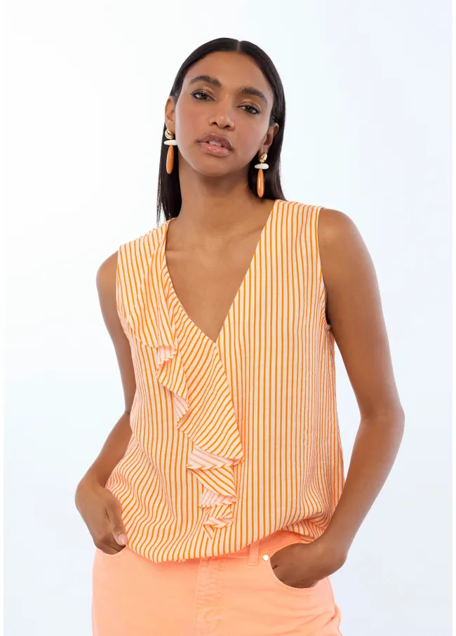 Striped ruffled top