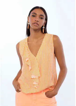 Striped ruffled top