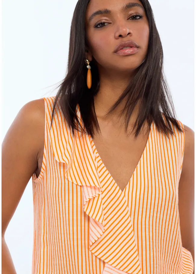 Striped ruffled top