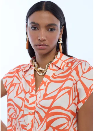Blusa cuello polo print hojas