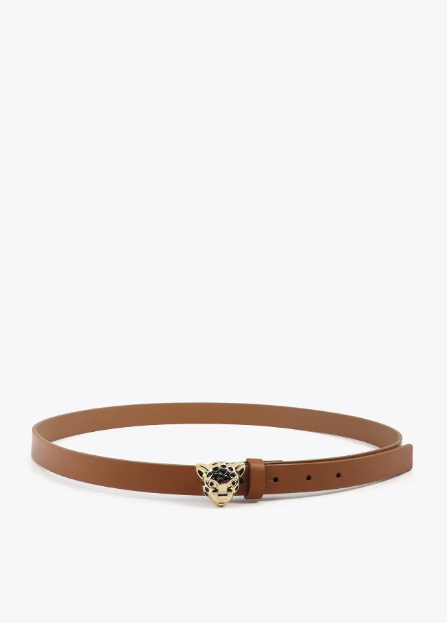Belt with personalised leopard buckle