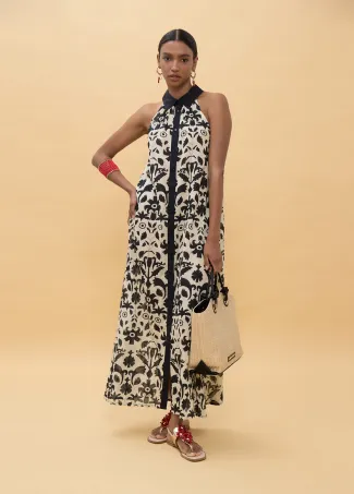 Vestido estampado flores a contraste