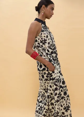 Vestido estampado flores a contraste