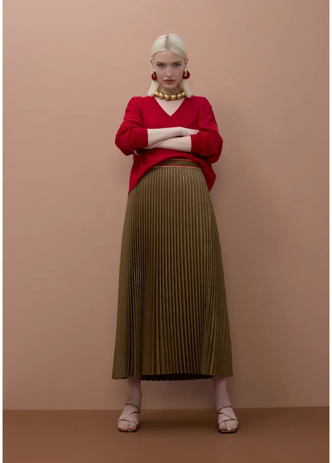 Pleated metallic skirt