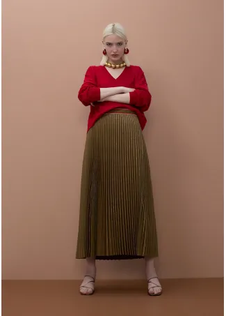 Pleated metallic skirt
