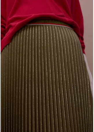 Pleated metallic skirt