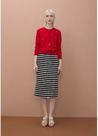 Cardigan with irregular studs