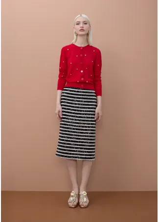 Straight fit sequinned skirt