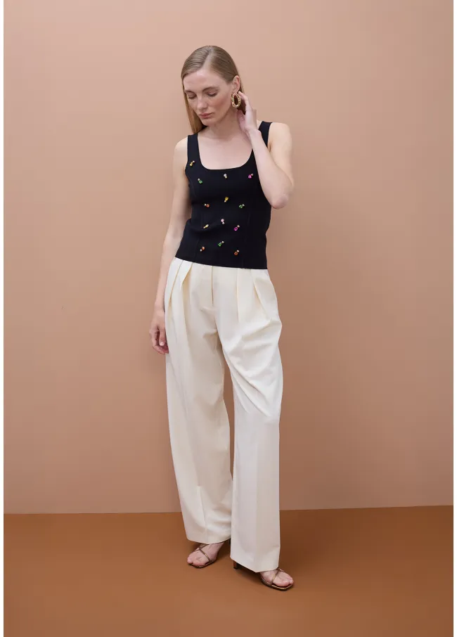 Chunky knit top with rhinestones