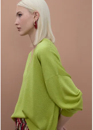 Jersey cuello pico lúrex a tono