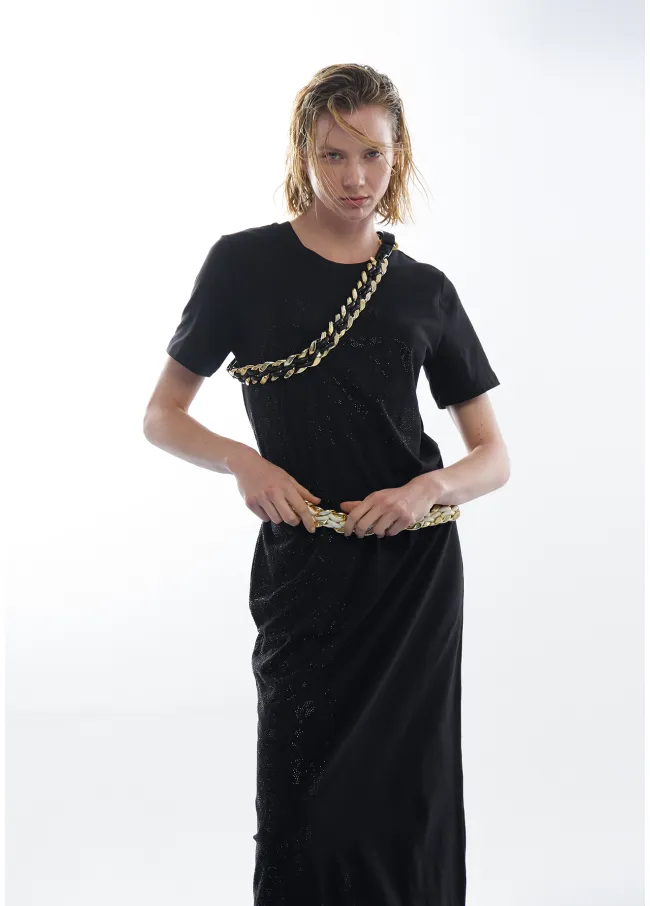 Vestido animal posicionado con strass