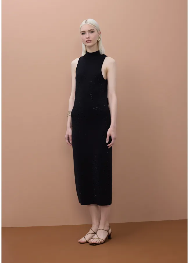 Mock neck dress with rhinestones