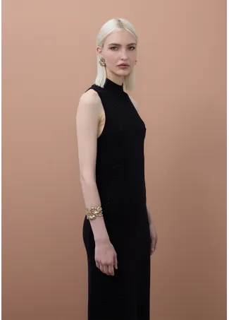 Mock neck dress with rhinestones