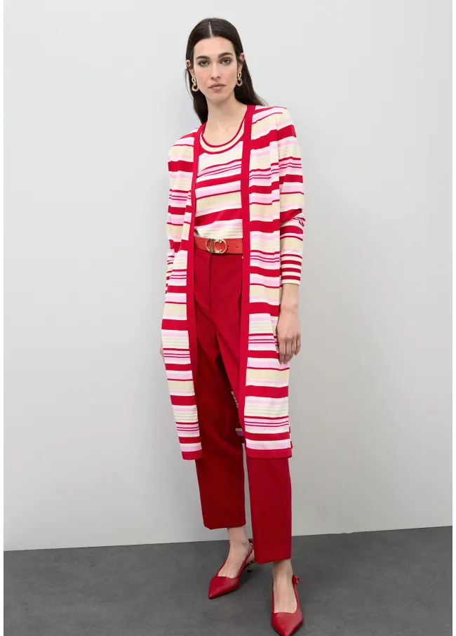 Three-tone striped knit top