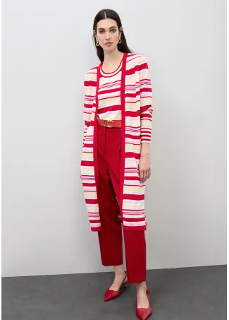 Three-tone striped knit top