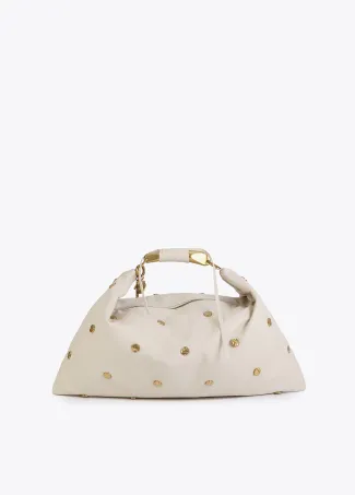 Textured hobo bag with studs