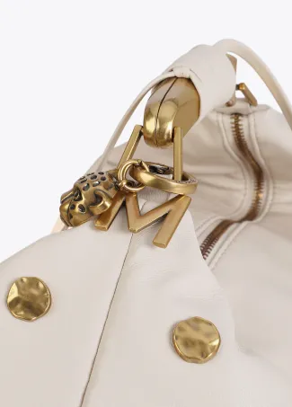 Textured hobo bag with studs