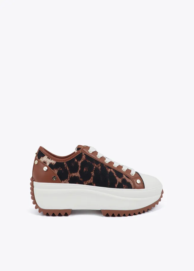Leopard print platform trainers with studs