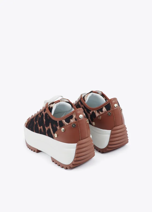 Leopard print platform trainers with studs