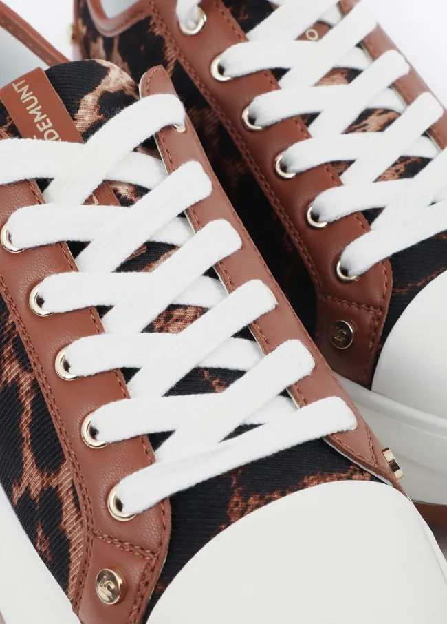 Leopard print platform trainers with studs