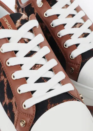 Leopard print platform trainers with studs