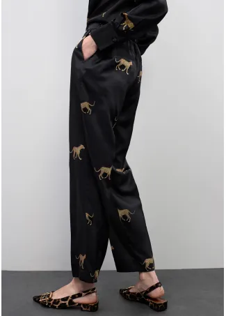 Jogger satinado print leopardo
