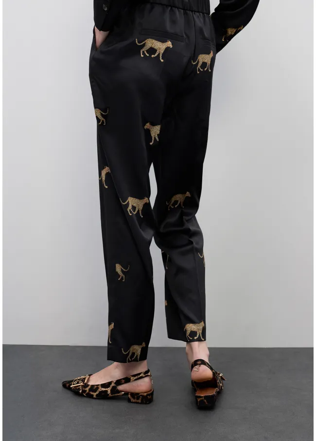 Jogger satinado print leopardo