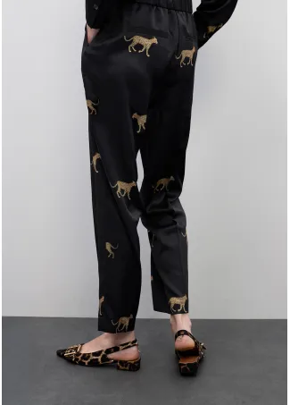Jogger satinado print leopardo