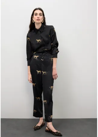 Jogger satinado print leopardo