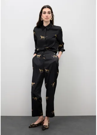 Jogger satinado print leopardo