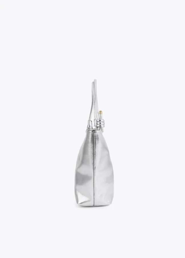 Gold-toned deconstructed tote bag with raised...