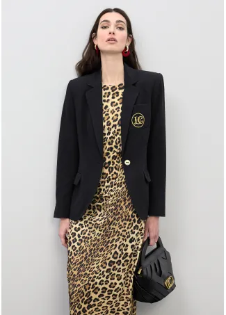 Vestido midi entallado con drapeado en estampado animal