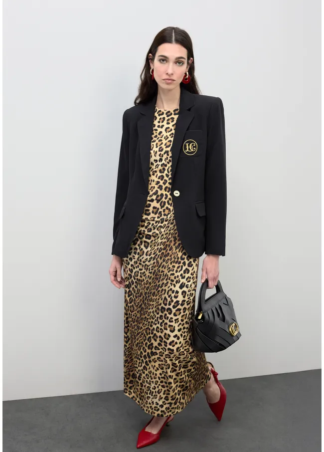 Vestido midi entallado con drapeado en...