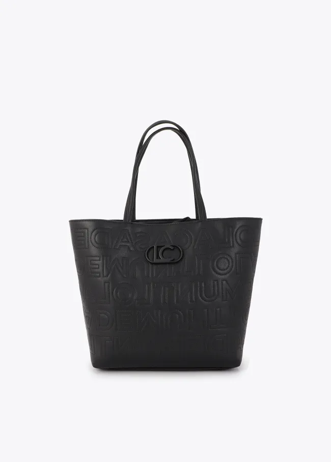 Deconstructed tote bag with monogram topstitching