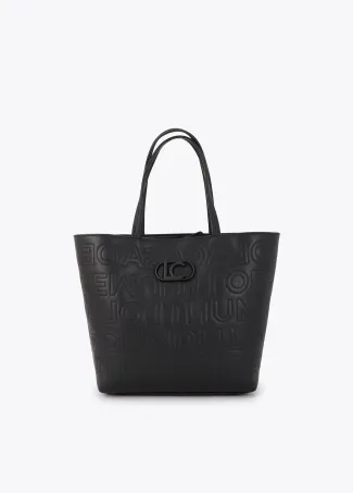 Deconstructed tote bag with monogram topstitching