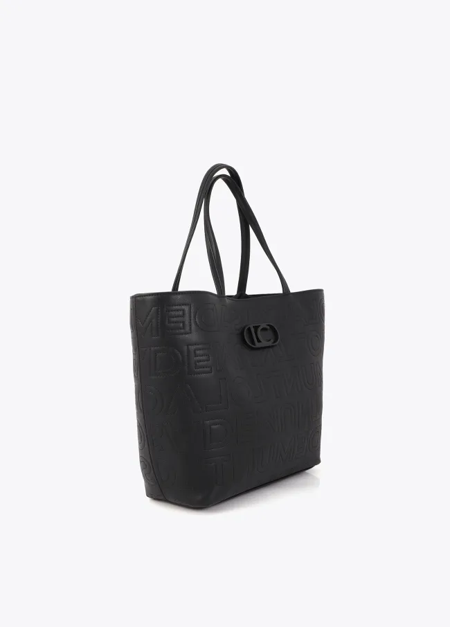Deconstructed tote bag with monogram topstitching