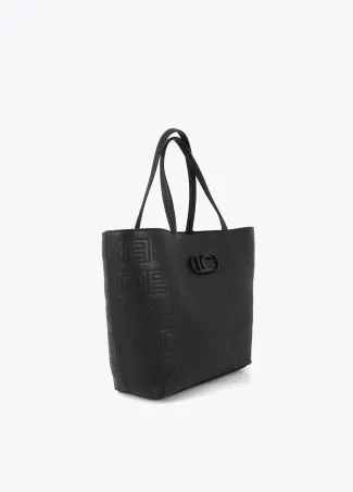 Deconstructed tote bag with monogram topstitching
