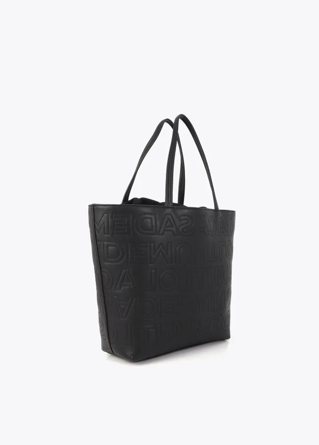 Deconstructed tote bag with monogram topstitching